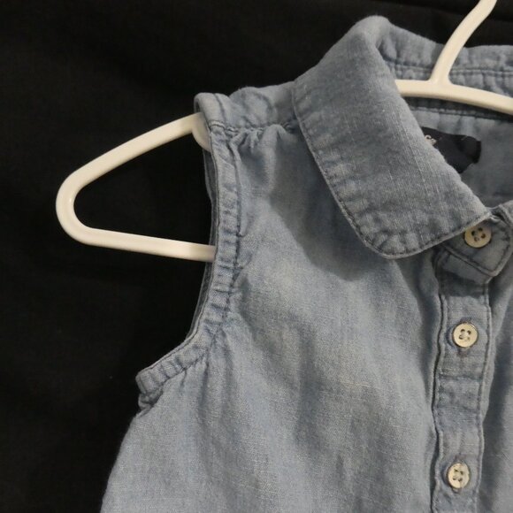 BABY GAP Toddler 3 years Button-Up Sleeveless Denim Dress With Collar - Picture 3 of 15